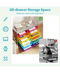 Gouun 12-Drawer Rolling Storage Cart with Multicolor Drawers and Wheels