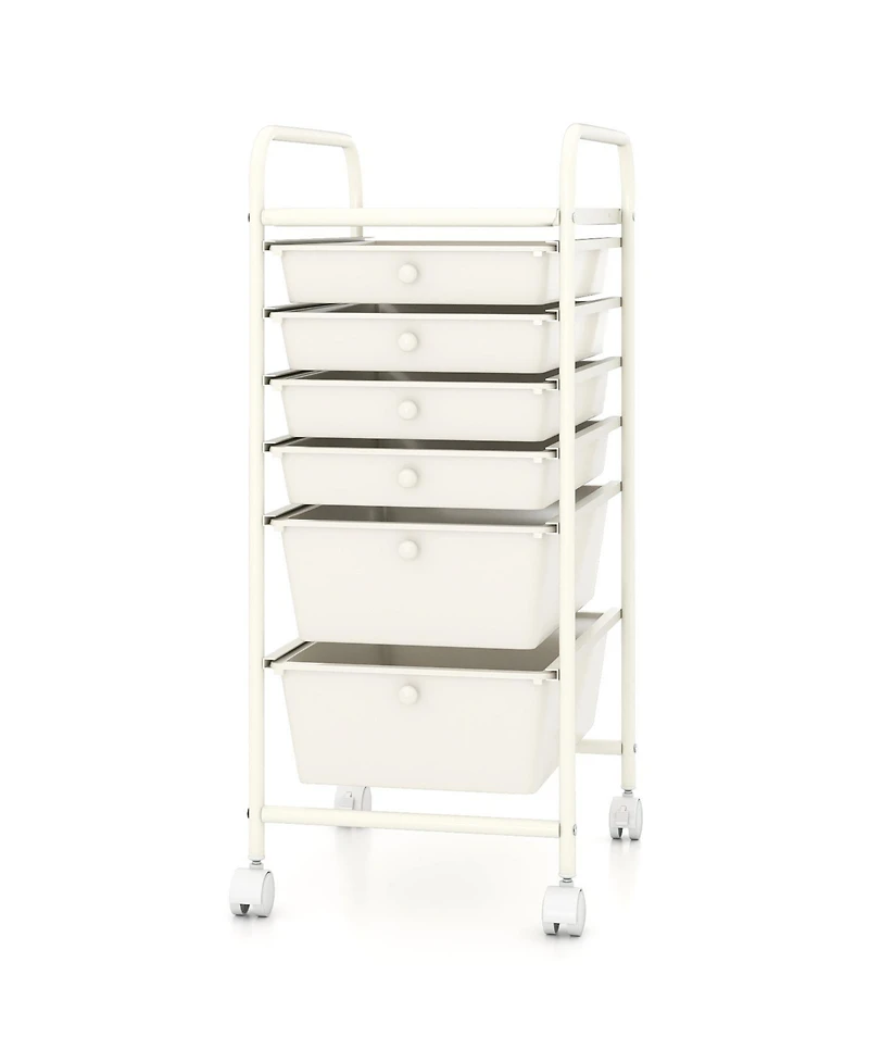 Sugift Six Drawer Rolling Storage Cart Organizer for Home and Office