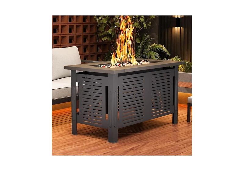 Aecojoy 43 Inch Firepit Table Metal Outdoor Fireplaces with Waterproof Cover