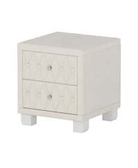 sumyeg Nightstand with Crystal Handle 2-Drawer Button-Tufted Bedside Table