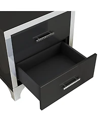 sumyeg High Gloss Mirrored Nightstand with 2 Drawers and Metal Handle