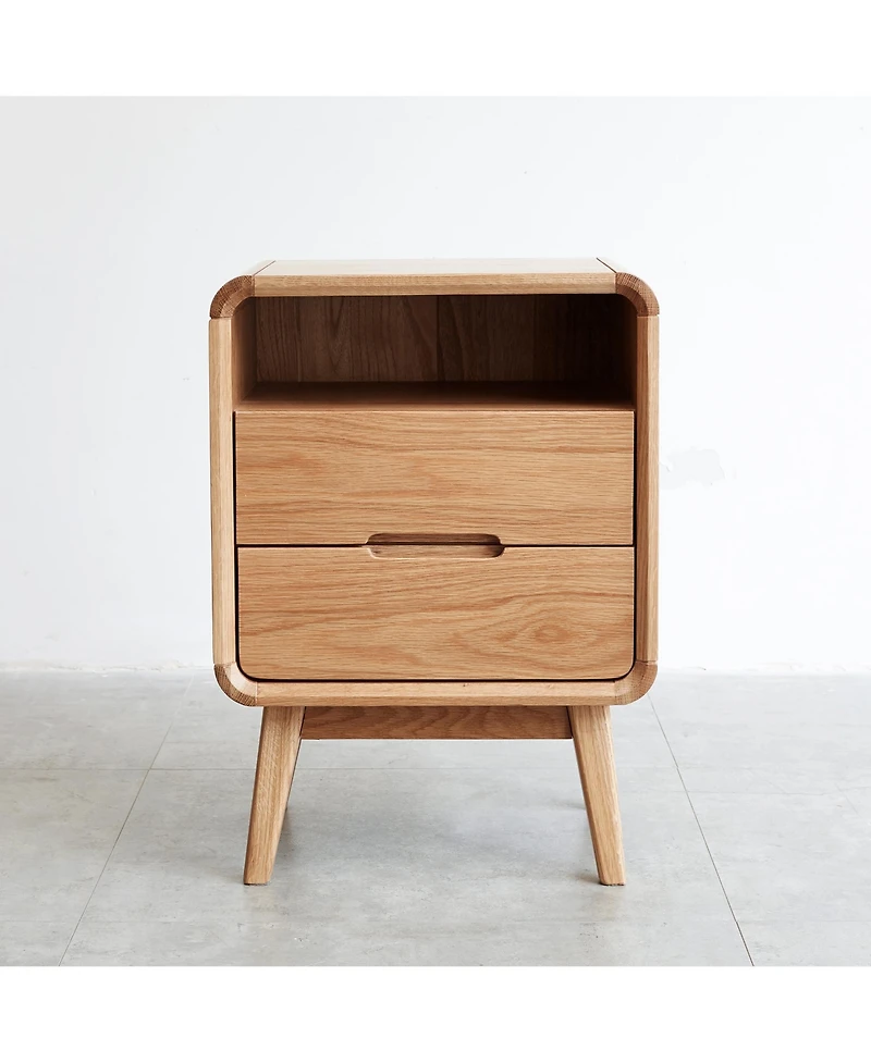 sumyeg Nordic Modern Solid Wood Nightstand Simple Bedside Cabinet Storage