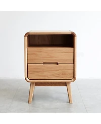 sumyeg Nordic Modern Solid Wood Nightstand Simple Bedside Cabinet Storage