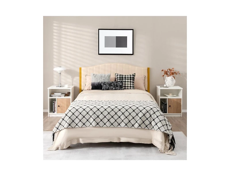 sumyeg 2 Pieces 25" Tall Nightstands with Door and 2 Open Shelves