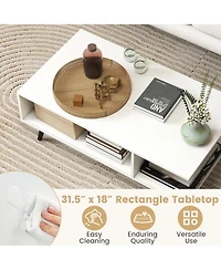 sumyeg Mid Century Modern Rectangle Coffee Table 2-Tier Accent Table with 2 Open Compartments
