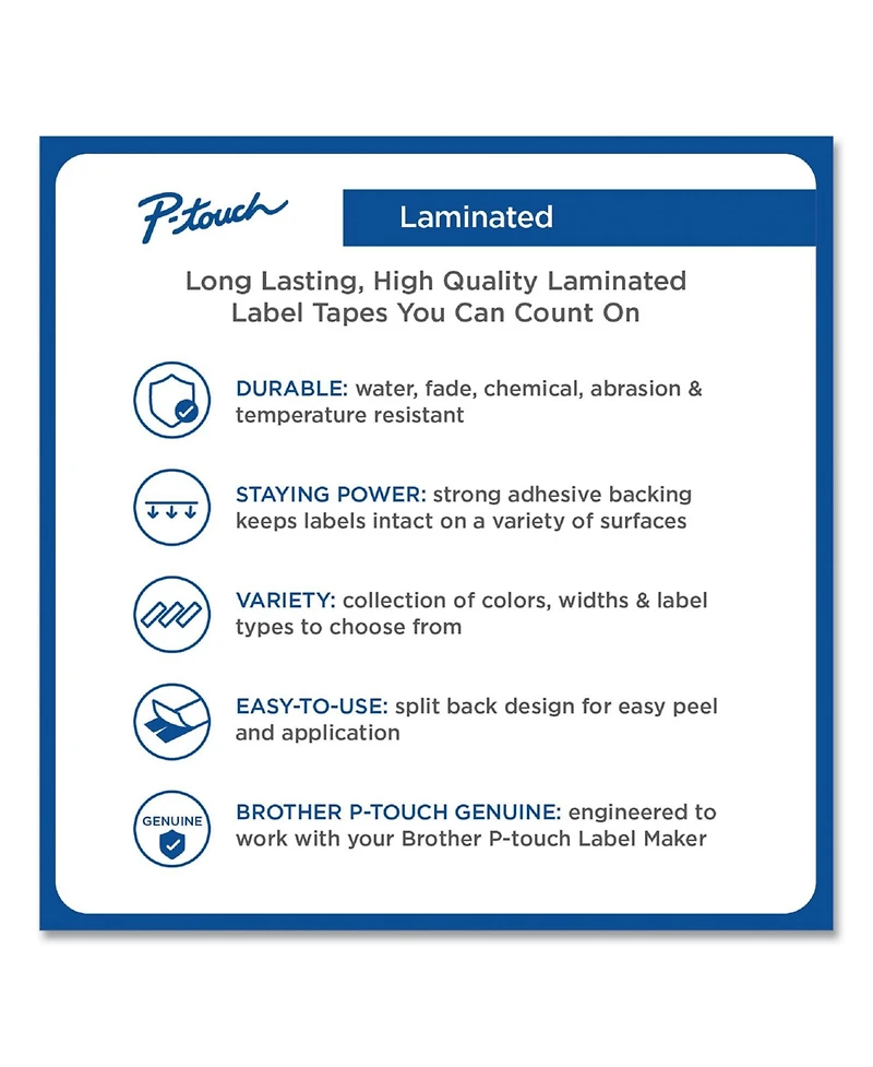 Brother P-Touch TZE741 0.7 in. x 26.2 ft. TZe Standard Adhesive Laminated Labeling Tape