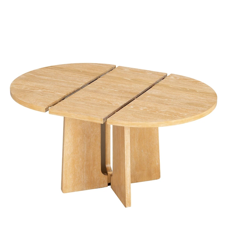 Streamdale Furniture Solid Wood Extendable Round Dining Table with Leaf
