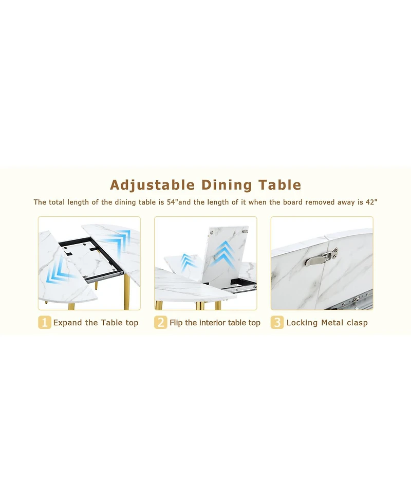 Streamdale Furniture Retractable Pattern Mdf Tabletop with Metal Legs