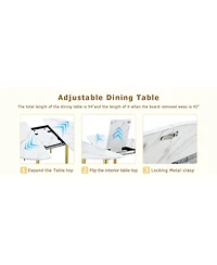 Streamdale Furniture Retractable Pattern Mdf Tabletop with Metal Legs