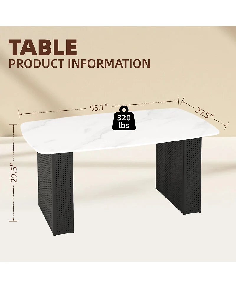 Streamdale Furniture Glass Marble Pattern Dining Table