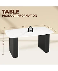 Streamdale Furniture Glass Marble Pattern Dining Table