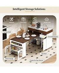 Streamdale Furniture Extendable Dining Table, Kitchen Island with Storage