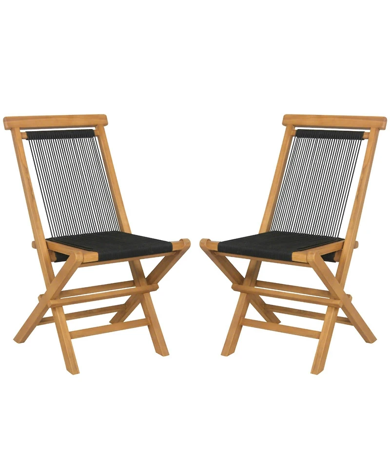 Gymax 2PCS Folding Chairs w/ Quick-Folding Portable Design Woven Rope Seat Porch Patio