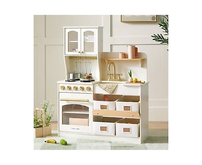 Tiny Land Wooden Play Kitchen with Storage for Creative Toddlers