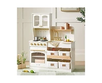 Tiny Land Wooden Play Kitchen with Storage for Creative Toddlers