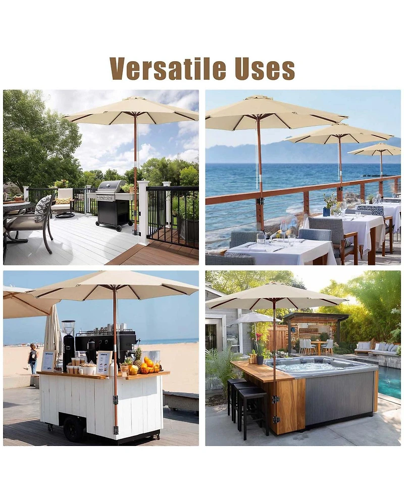 LAGarden Deck Umbrella Mount Holder Bracket Height Flexible for Patio Railing Balcony Courtyard Poolside Mobile Cart Black Corner