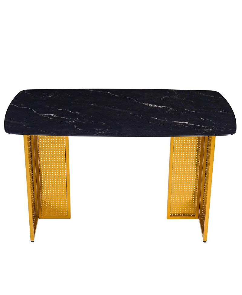 Streamdale Furniture Modern Glass Dining Table with Gold Legs