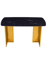 Streamdale Furniture Modern Glass Dining Table with Gold Legs