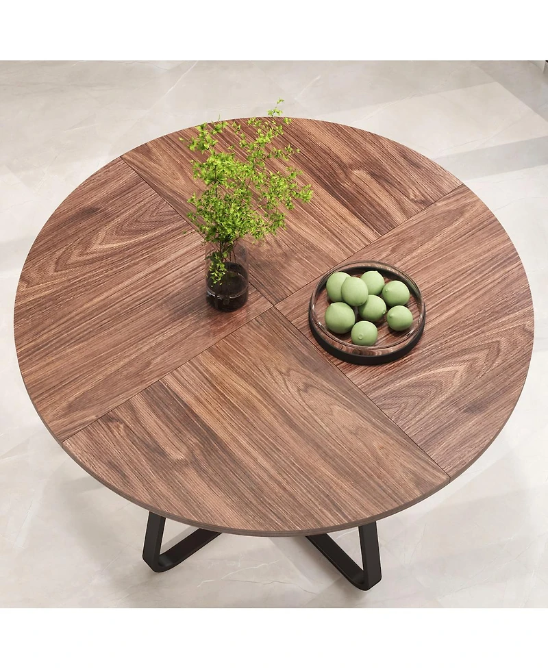 Streamdale Furniture Round Dining Table for 4-6, Mdf and Metal Legs