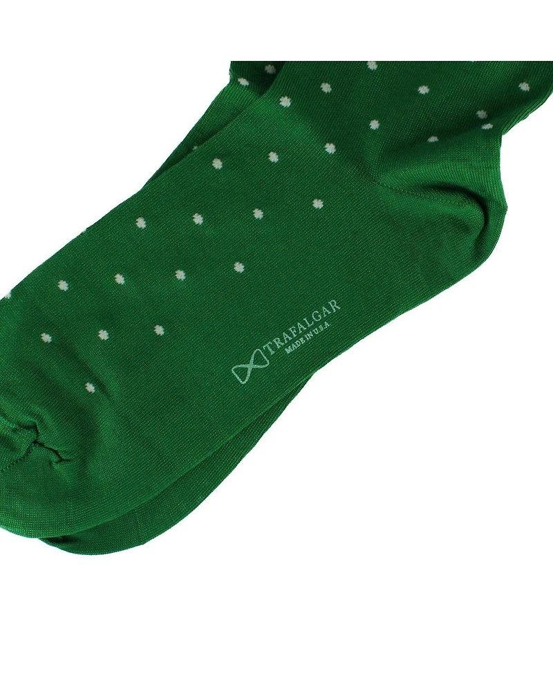 Trafalgar Men's Leo Polka Dot Mercerized Cotton Mid-Calf Socks
