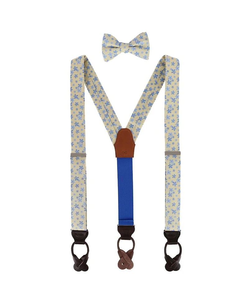 Trafalgar Men's Weldon Floral Silk Suspenders and Bow Tie Bundle