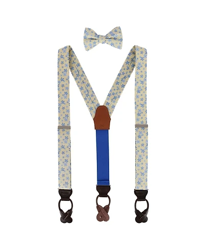 Trafalgar Men's Weldon Floral Silk Suspenders and Bow Tie Bundle