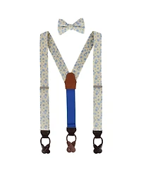 Trafalgar Men's Weldon Floral Silk Suspenders and Bow Tie Bundle