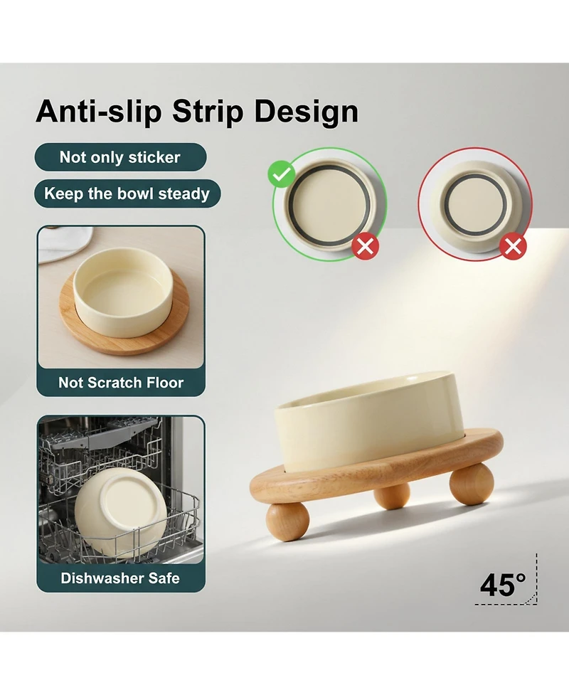 Aronkl Ceramic Elevated Dog Bowls Set Raised Feeder for Food Water Stable Non-Slip Healthy Dishwasher Safe