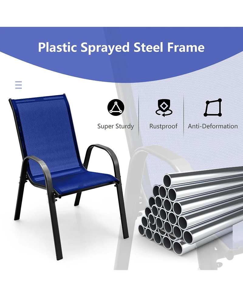 Sugift 4 Pieces Stackable Patio Dining Chairs Set with Armrest