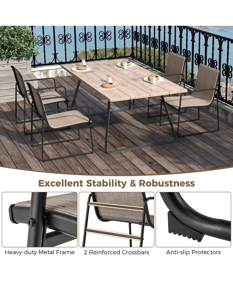 Sugift Outdoor Dining Chairs Set of 4 Patio Furniture Chair with Breathable Seat and Backrest