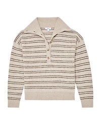 Reiss Women's Evana Wool-Cashmere Stripe Buttoned Jumper