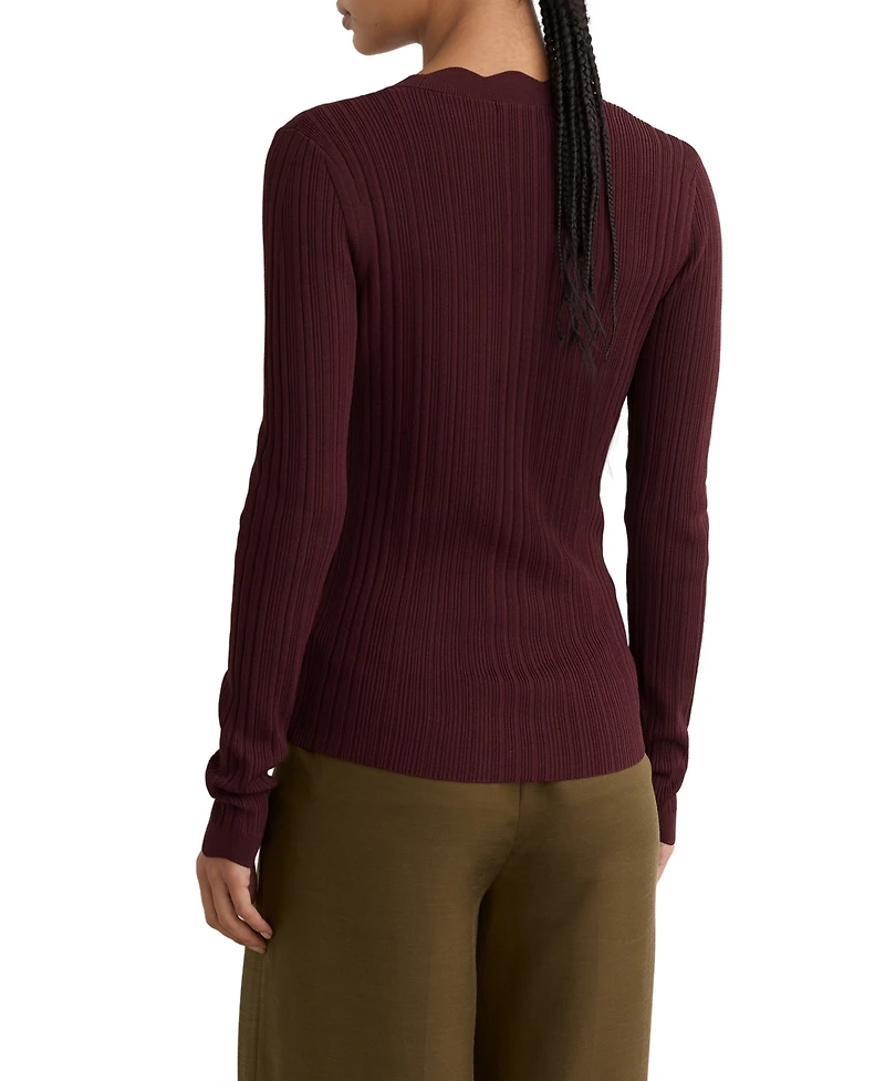 Reiss Women's Vinny Rib-Knit Scallop-Trim Cardigan