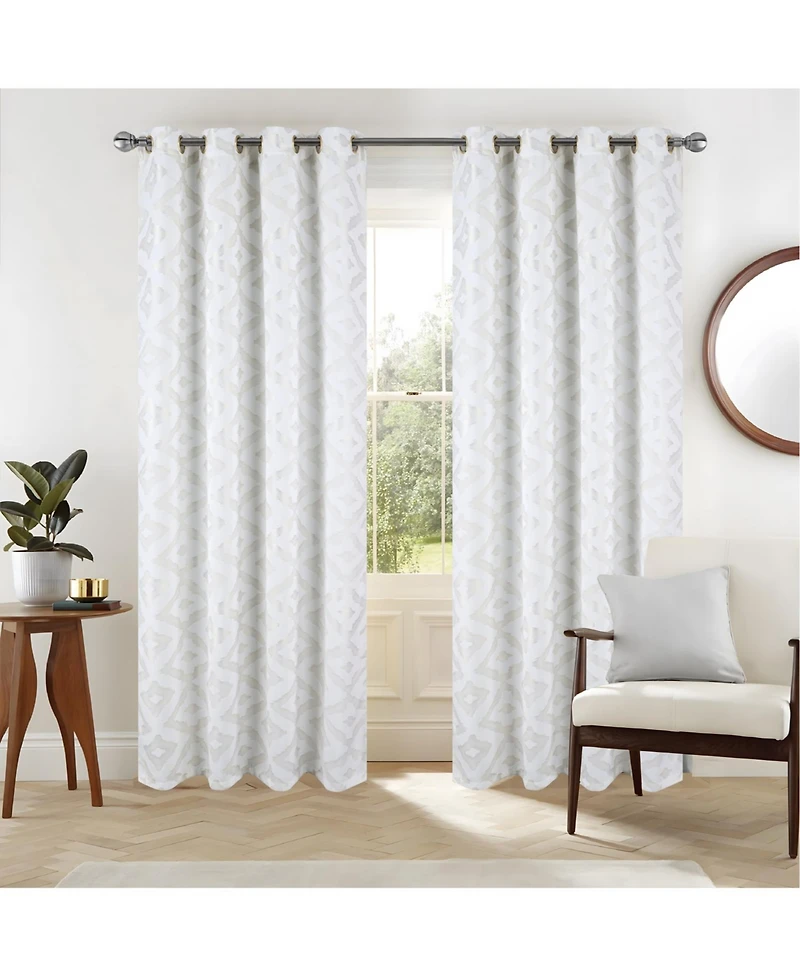 Rt Designers Collection Heathrow Halo Foil Blackout Polyester Window Curtain Grommet Panel 52" x 84"