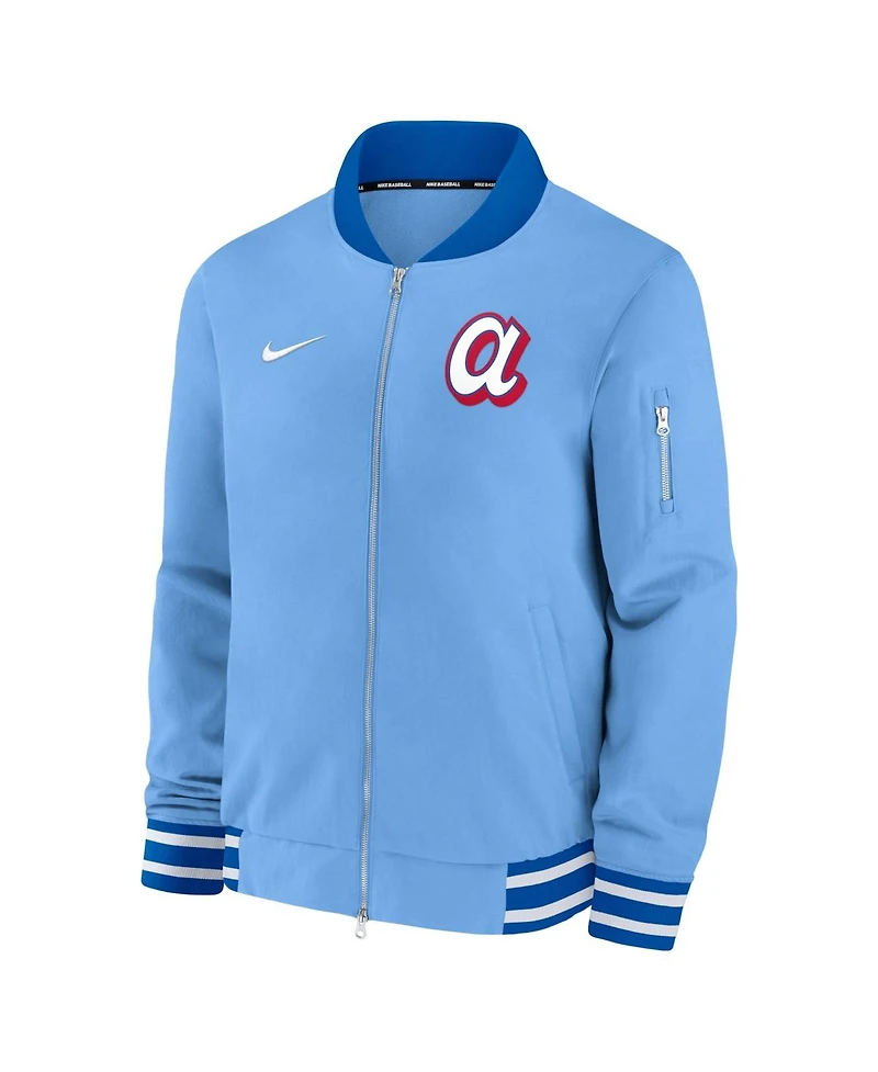 Nike Men's Light Blue Atlanta Braves 2026 City Connect Authentic Collection Relaxed Full-Zip Bomber Jacket