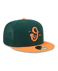 New Era Men's Dark Green/Orange Baltimore Orioles 2026 City Connect Batting Practice 59FIFTY Fitted Hat