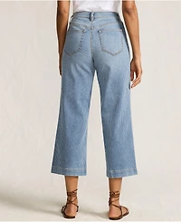 Lands' End Women's Tall Recover Denim High Rise Wide Leg Crop Jeans