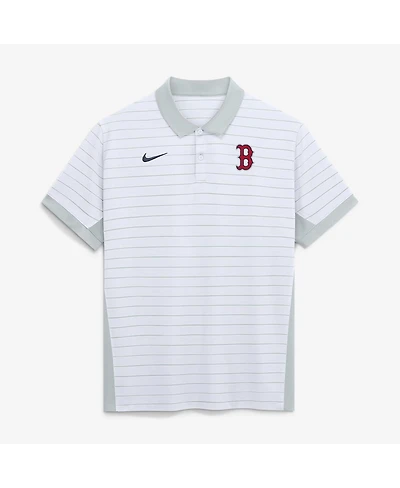 Nike Men's White Boston Red Sox Authentic Collection Striped Victory Dri-fit Polo Shirt