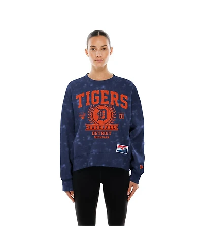 New Era Women's Navy Detroit Tigers Throwback Oversized Boxy Sweatshirt
