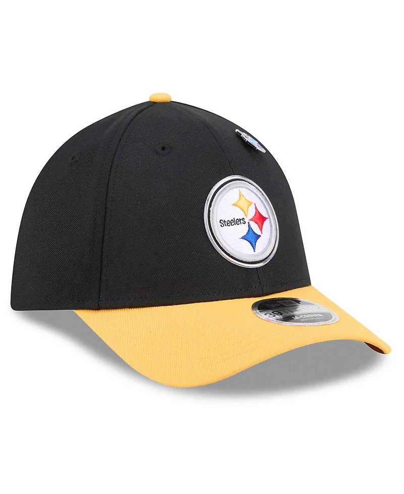 New Era Men's Black/Gold Pittsburgh Steelers 2026 Nfl Draft 39THIRTY M-Crown Flex Hat