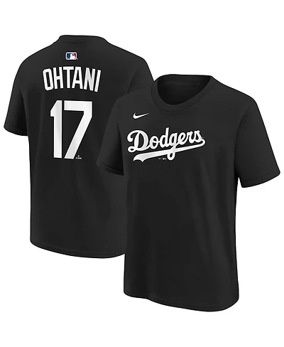 Nike Big Boys and Girls Shohei Ohtani Black Los Angeles Dodgers Name Number T-Shirt