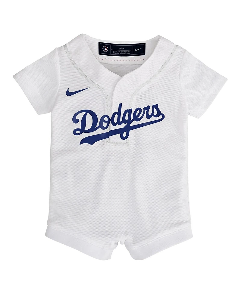 Nike Baby Boys and Girls White Los Angeles Dodgers Home Replica Romper Jersey