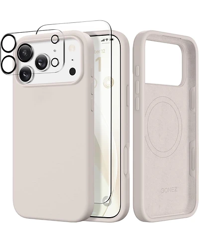 Gonez Magnetic for iPhone 17 Pro Max Case, Compatible with MagSafe Liquid Silicone Anti-Scratch Shockproof Protective Phone Case 6.9 inch, Stone