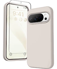 Gonez for Google Pixel 10/Pixel 10 Pro Case, Liquid Silicone Case with Screen Protector, Full Body Protective Cover, Shockproof Phone Cover