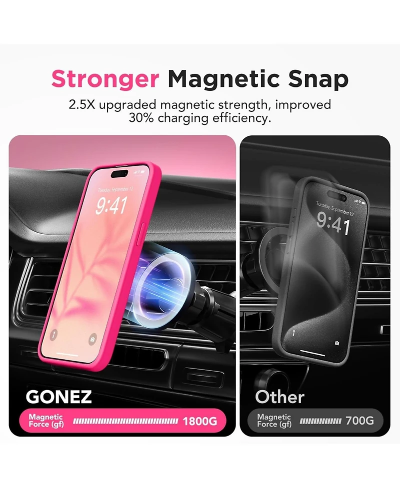Gonez Magnetic for iPhone 15 Pro Max Case,Compatible with MagSafe,Slim Translucent Matte Back Shockproof Phone Protective Case