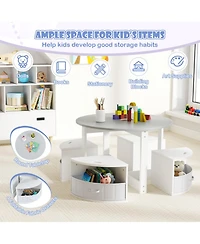 Gouun 5-Piece Kids Round Nesting Table Set with 4 Storage Stools