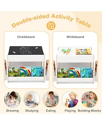 Gouun 4-in-1 Kids Activity Table and 2 Chairs Set with Reversible Tabletop