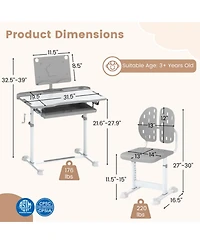 Gouun Height-Adjustable Kids Study Desk and Chair Set with Tilt Desktop