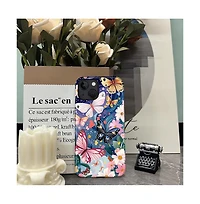 Gonez Case for iPhone 14 - 2-in-1 Dual-Layer Shockproof Protection, Colorful Flower Art Glossy Cover