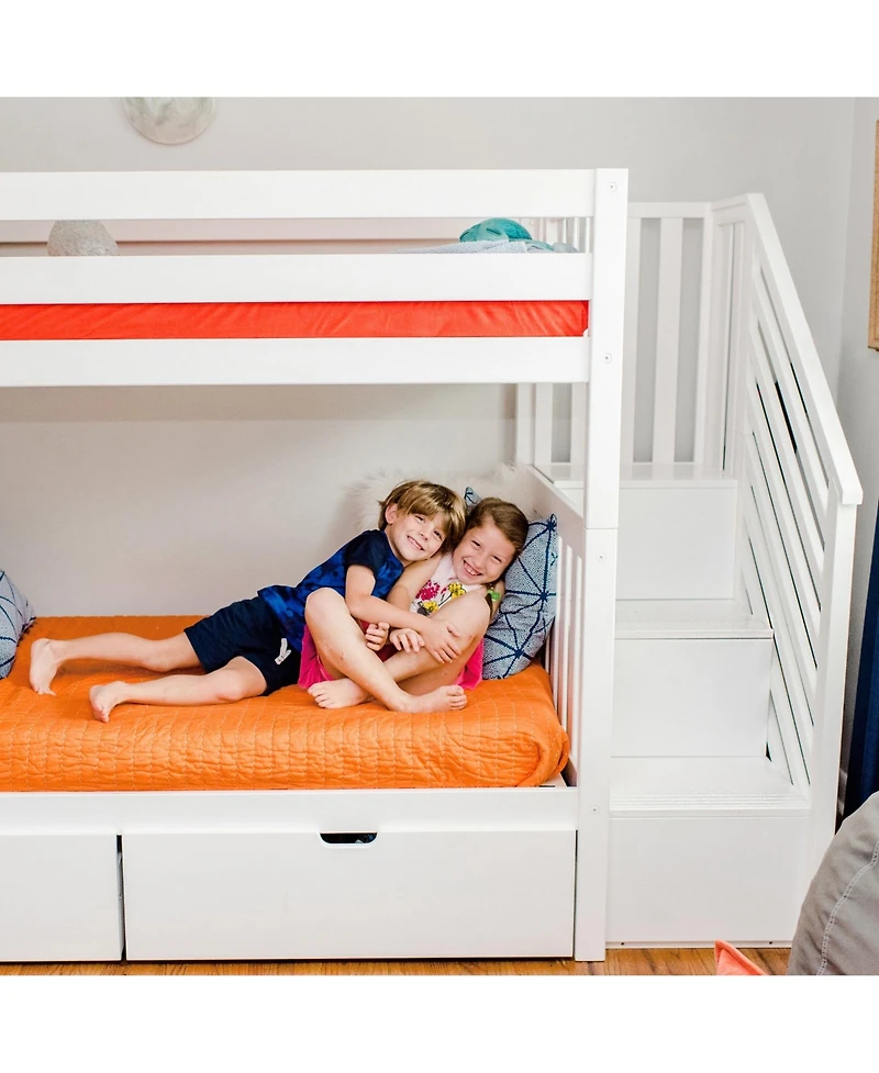 Max and Lily Twin over Staircase Bunk Bed with Storage Drawers