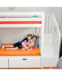 Max and Lily Twin over Staircase Bunk Bed with Storage Drawers